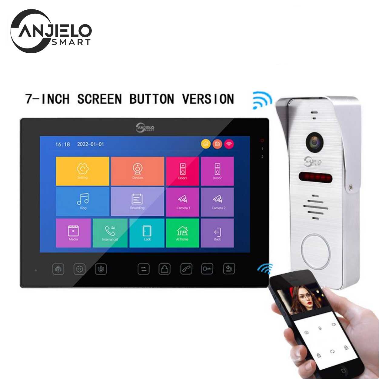New Arrival 7 Inch Monitor Touch Monitor 2MP Wide Angle Video Doorphone Camera with Night Vision Motion Detecion Video Intercom For Home Villa Apartme
