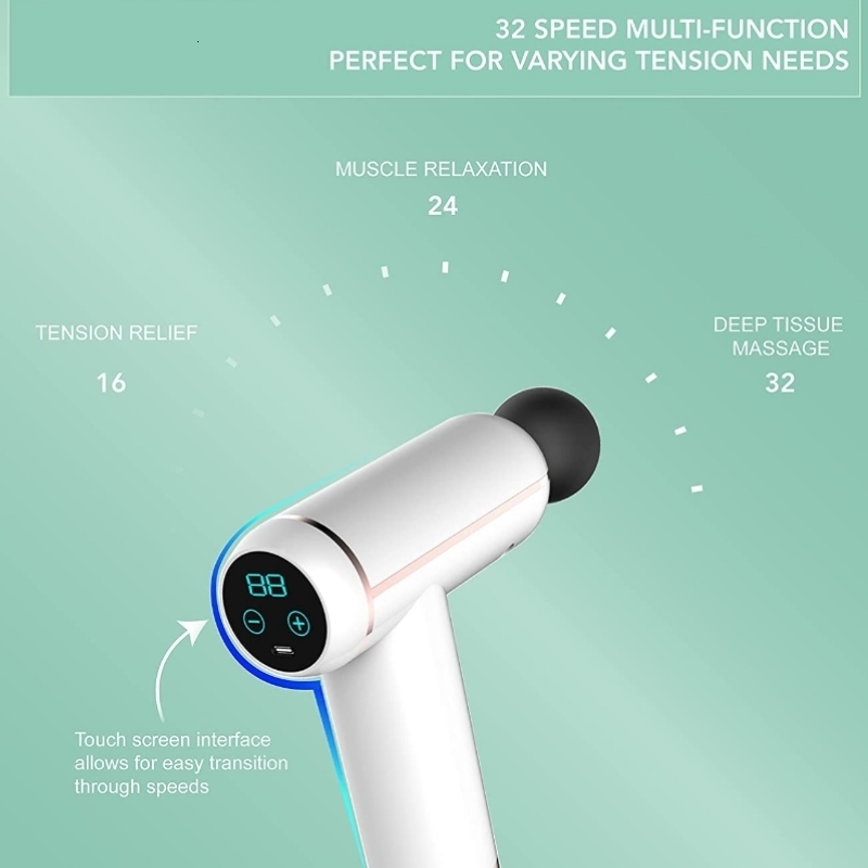 Full Body Massager Mini LCD Massage Gun 32 Speed Touch Screen Deep Tissue Percussion Smart Hit Fascia Gun For Muscle Relaxation Pain Relief Fitness 23