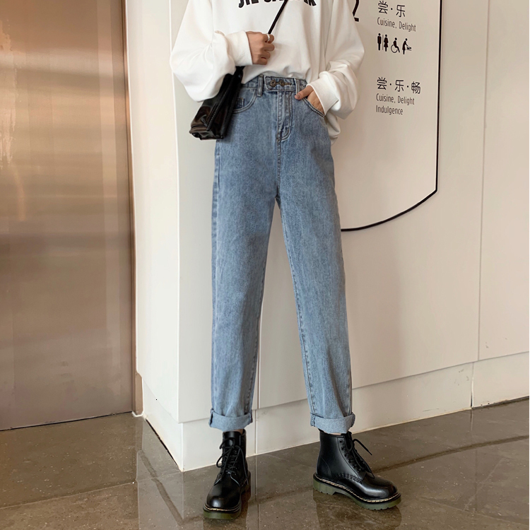 Women's Jeans N5028 High Waist Loose Straight Trousers Light Color Washed Versatile 230821