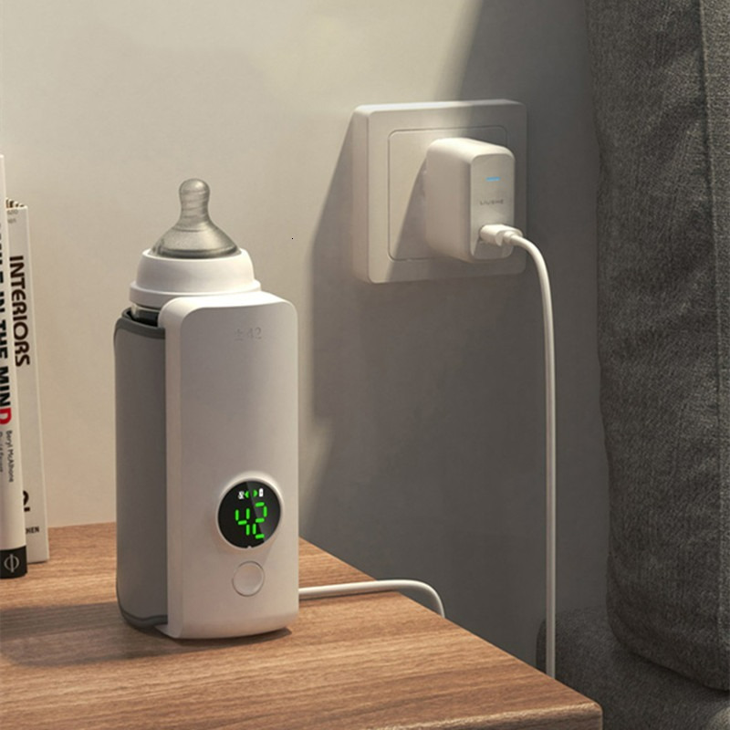 Bottle Warmers Sterilizers# Rechargeable Bottle Warmer 6Levels Adjustment Temperature Display Breast Milk Portable Baby Bottle Heater 230821