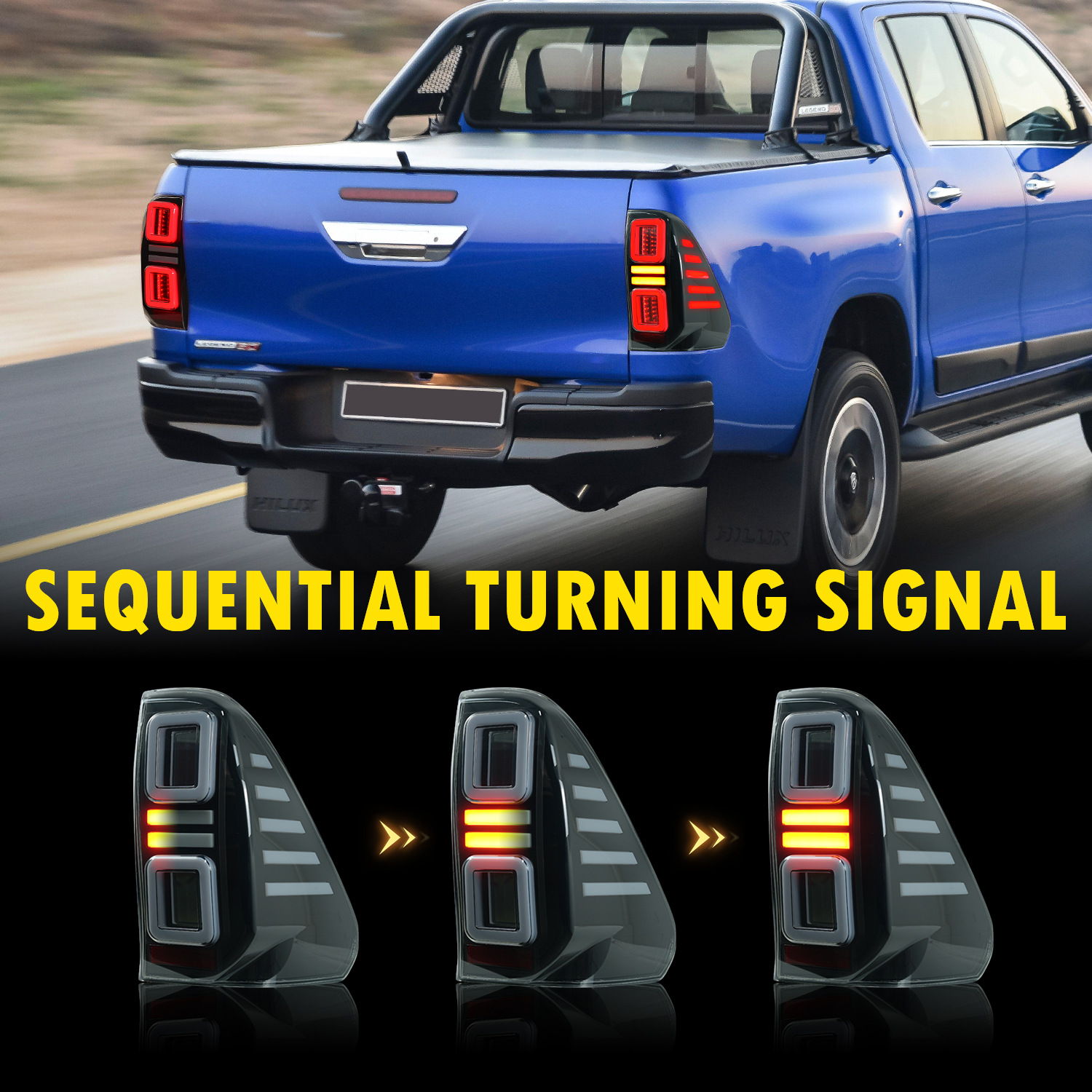 Car LED Taillight Assembly For Toyota Hilux 20 15-20 21 REVO VIGO Full LED Turn Signal Reverse Lights Brake Lamp