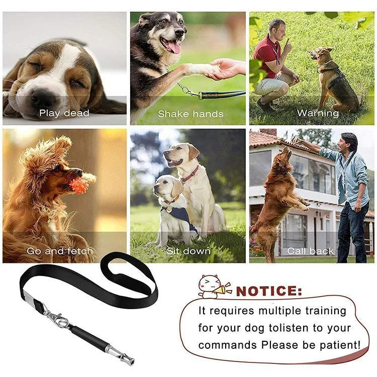 Dog Training Obedience High Frequency Pet Ultrasonic Whistle With Lanyard Stop Barking Bark Control s Deterrent Puppy Adjustable Flute LL