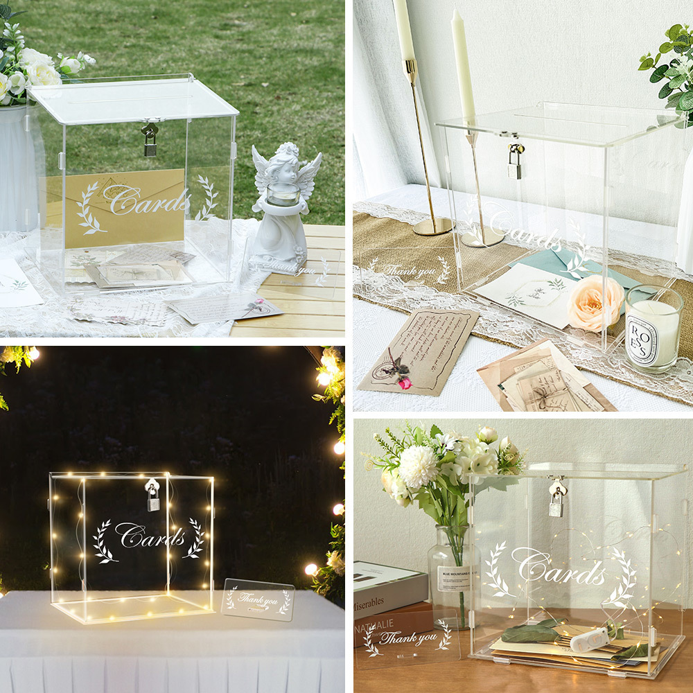 Other Event Party Supplies OurWarm Wedding Card Box for Reception Clear with Lock Gift Money Holder For Anniversary 230818