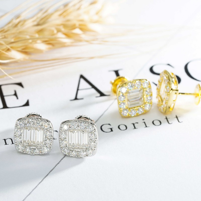Luxury Men Women Moissanite Earrings S925 Silver Bling Moissanite Diamond Earrings Studs Nice Gift for Friend
