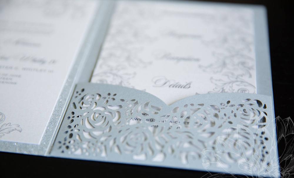 Creative Rose Laser Cut Wedding Invitation Card DIY Shiny Wedding Invitations for Quinceanera Birthday SweetZZ