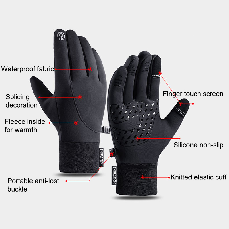 Sports Gloves Winter Ski Men Cycling Bike Women Thermal Fleece Cold Wind Waterproof Touch Screen Bicycle Warm Running Skiing Mitten 230821