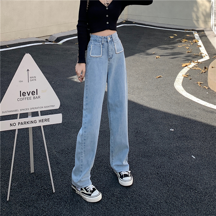 Women's Jeans N5405 jeans high waist straight slim all match wide leg 230821