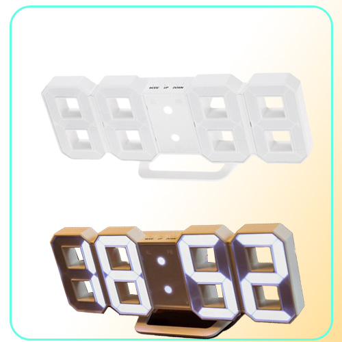Gauges Modern Design 3D LED Wall Clock Digital Alarm Clocks Home Living Room Office Table Desk Night Clock Display