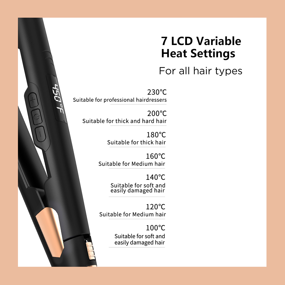 Hair Straighteners LISAPRO Original Ceramic Hair Straightening Flat Iron 1" Plates |Black Professional Salon Model Hair Straightener Curler 23082