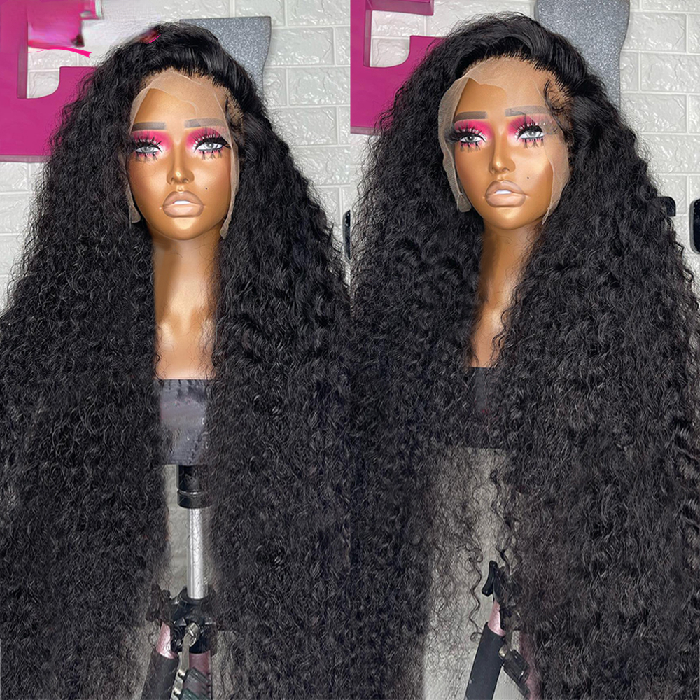 250 Density Brazilian Hd Lace Frontal Wig Deep Wave Curly Human Hair Wig Glueless Preplucked Water Wave Synthetic Lace Front Wigs For Women