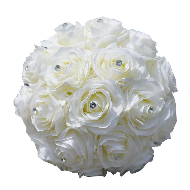 Bridal Red Rose Bouquet Romantic Bride Artificial Flowers Bouquets Home Wedding Decoration Wedding Bouquet with CrystalZZ