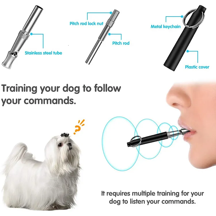 Dog Training Obedience High Frequency Pet Ultrasonic Whistle With Lanyard Stop Barking Bark Control s Deterrent Puppy Adjustable Flute LL