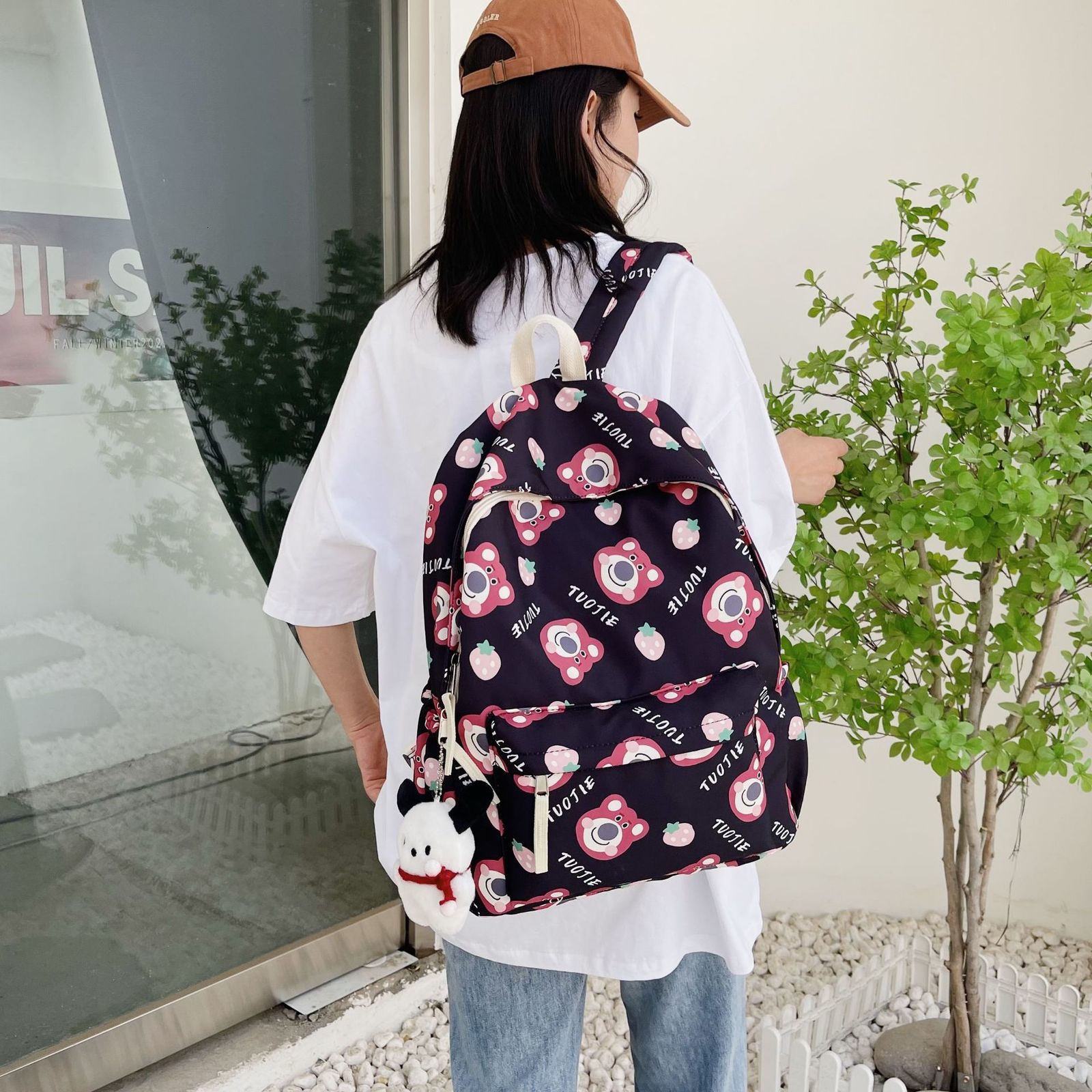 School Bags INS Korean version backpack for female college students cute printed high school computer backpack for junior high school students 220422