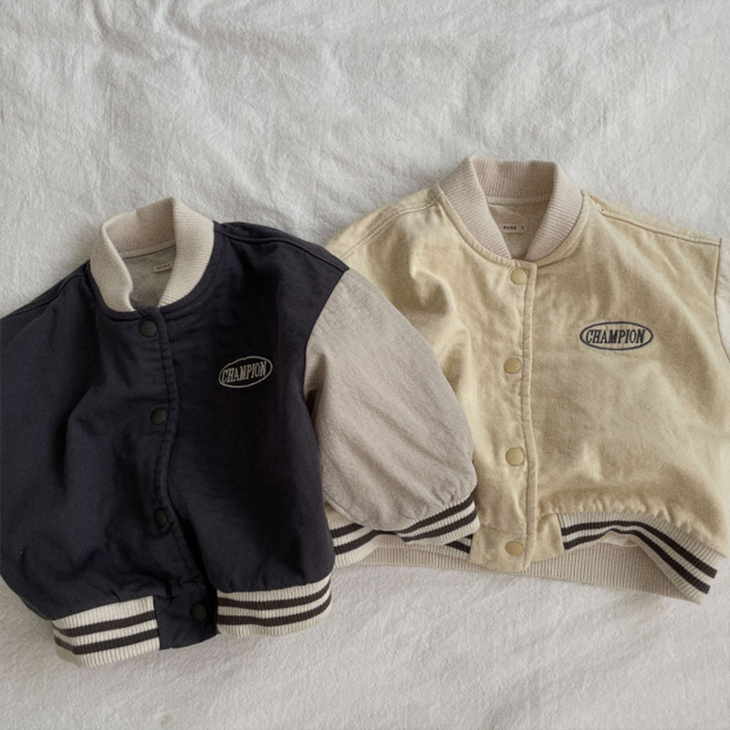 Jackets Spring Autumn Children Fashion Splicing Casual Baseball Coats Boy Girl Baby Letter Long Sleeve Tops Kid Sports Cotton Jacket 230817