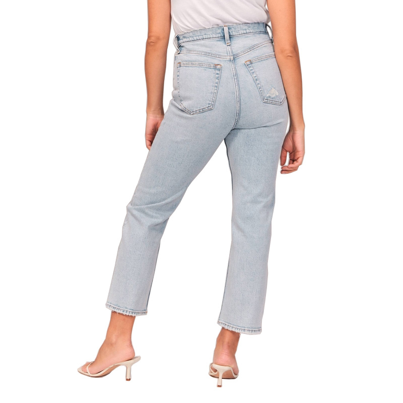 Women's Jeans High Waist Ripped Light Blue Women Fashion Casual Street Ankle Length Denim Pants 230821