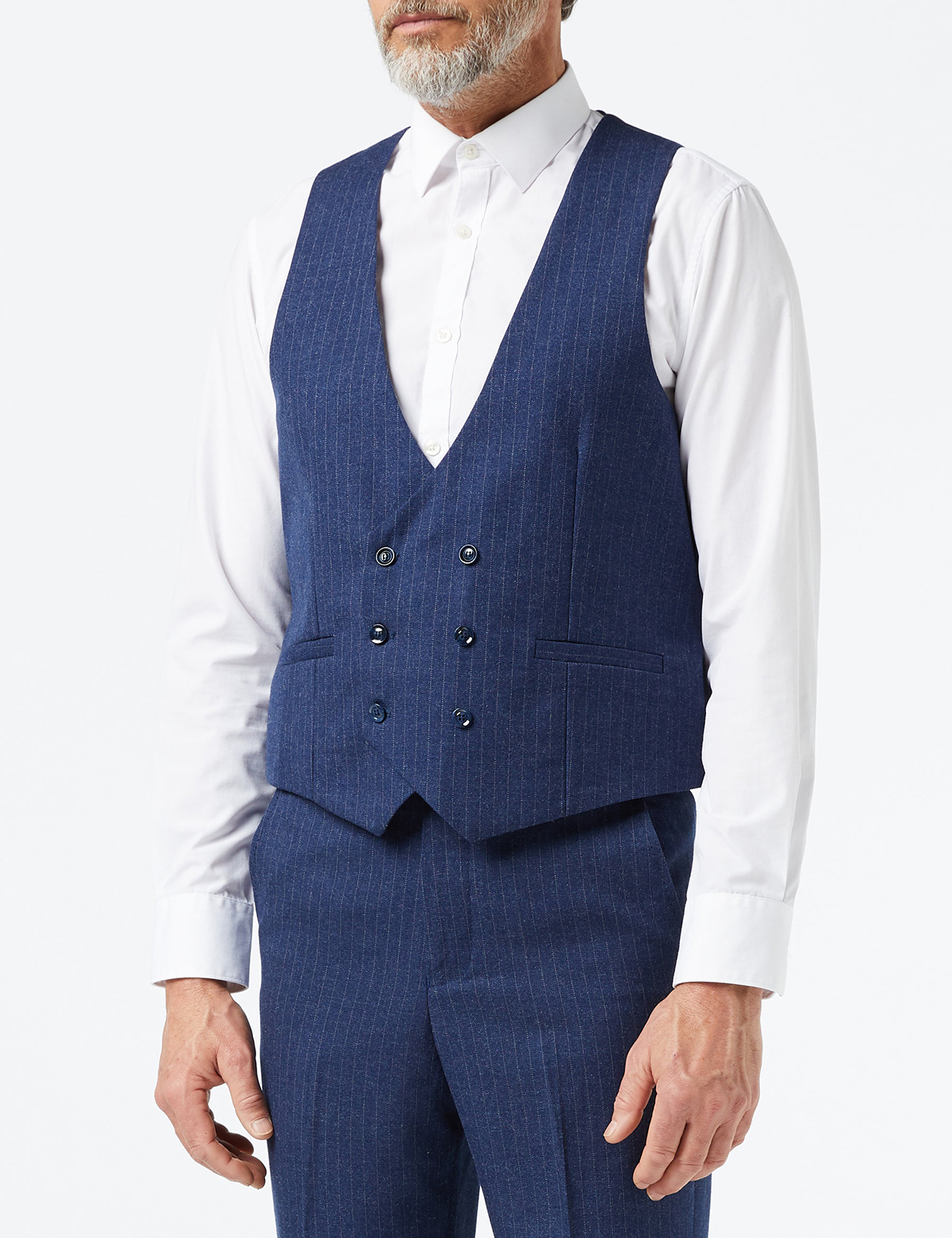 Autumn Pinstriped Men Wedding Suits Slim Fit Tuxedos Double Breasted Groom Wear Blazer Vest Pants Custom Made