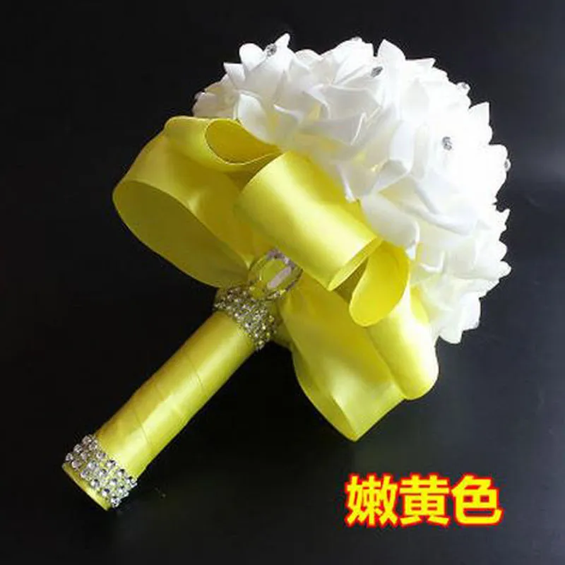 Wedding Party Gifts Elegant Rose Artificial Bridal Flowers Bride Bouquet Crystal Royal Blue Silk Ribbon Buque De Noivablue bouquetZZ