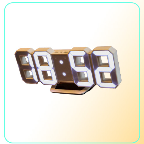 Gauges Modern Design 3D LED Wall Clock Digital Alarm Clocks Home Living Room Office Table Desk Night Clock Display