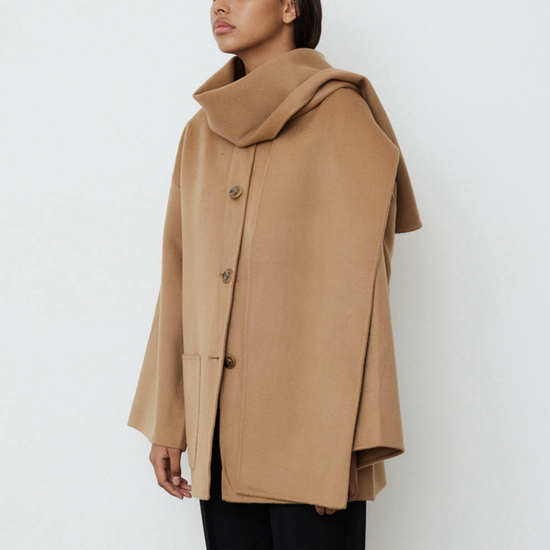 Womens Wool Blends Totem Winter Simple Loose Short Doublesided Coat Scarf Collar Singlebreasted Tweed Jacket Coats and Jackets Women 230818