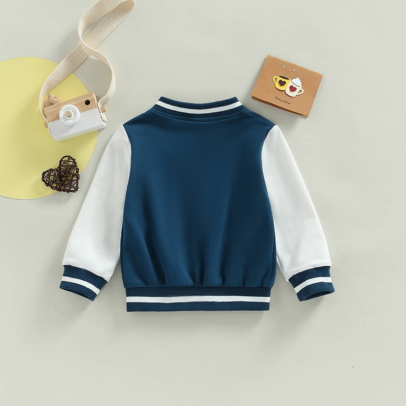 Jackets Baby Girl Boy Baseball Jackets Fashion Cute Cartoon Letter Pattern Autumn Long Sleeve Outerwear Baby Kids Clothes 230817