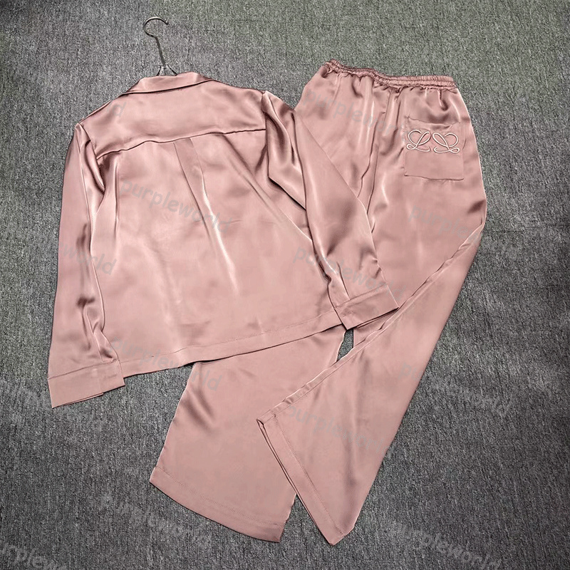 Womens Two Piece Home Wear Silk Casual Wear Set Long Sleeved Lapel Loose Pajamas 2 Colors Going Out Loungewear