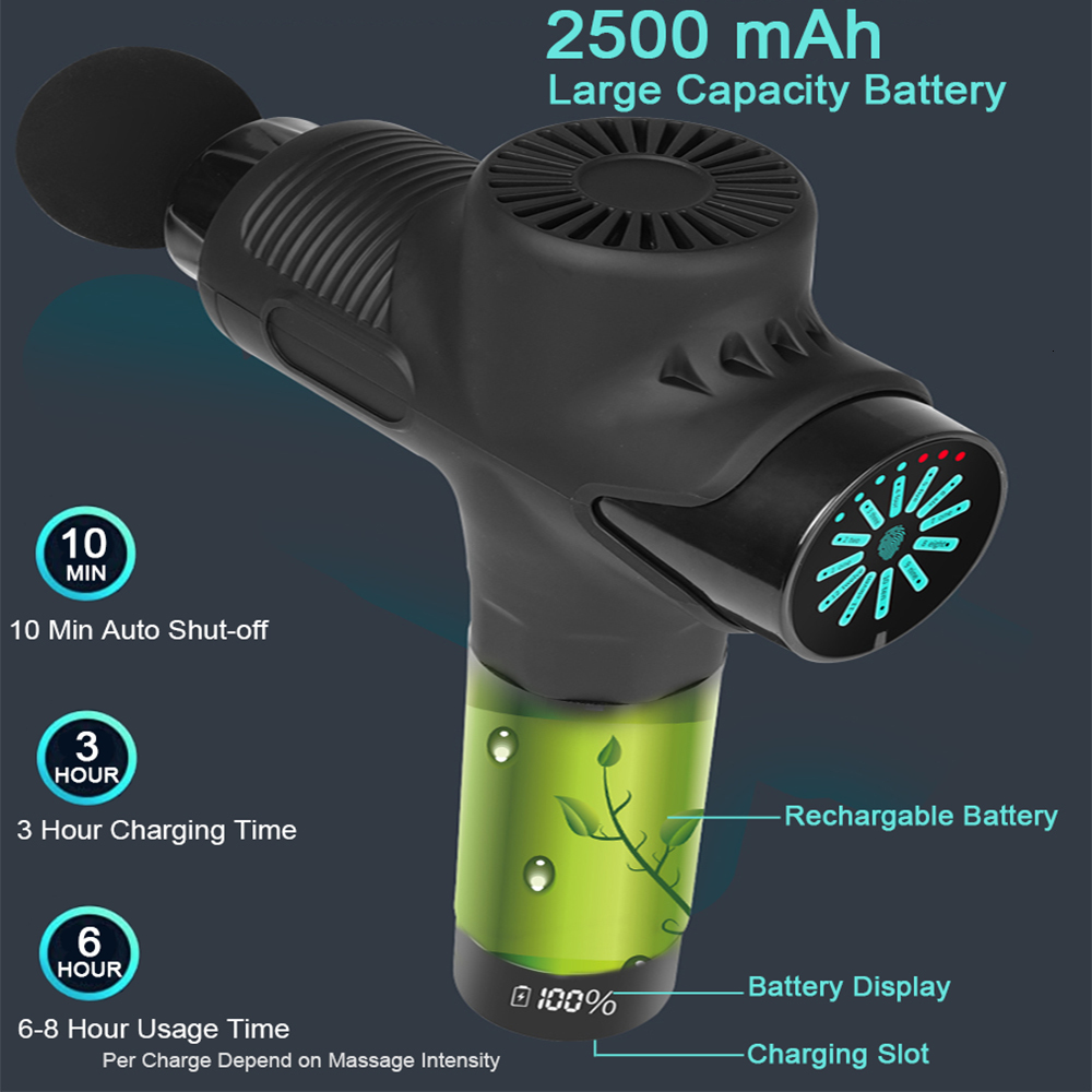 Full Body Massager 1224V High Frequency Professional Massage Gun LCD Electric Percussion Fascial Gun Body Deep Muscle Relax Fitness Pain Relief 230821