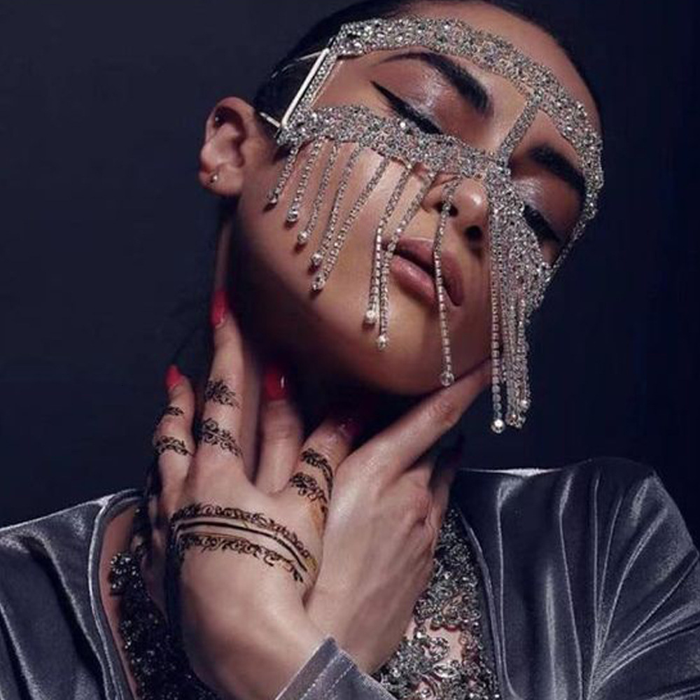 Party Masks Bohomia Fashion Tassel Veil Masks Women Metal Chain Face Mask Masquerade Dance Party Face Curtain Charming Jewelry 230818