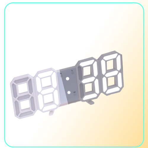 Wall Clocks Watch Clock 3D Led Lighting Digital Modern Design Living Room Decor Table Alarm Night Light Luminous Desktop
