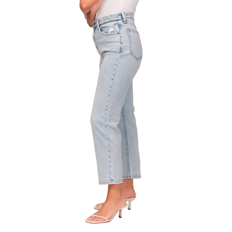 Women's Jeans High Waist Ripped Light Blue Women Fashion Casual Street Ankle Length Denim Pants 230821