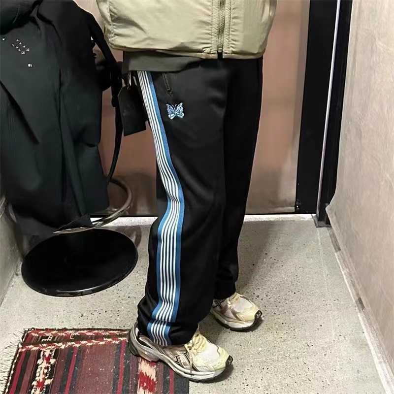 Men's Jackets Green Blue Needles Jackets Men Women High Street Embroidery Butterfly Needles Track Jacket Outerwear Stripe AWGE Coats J230821