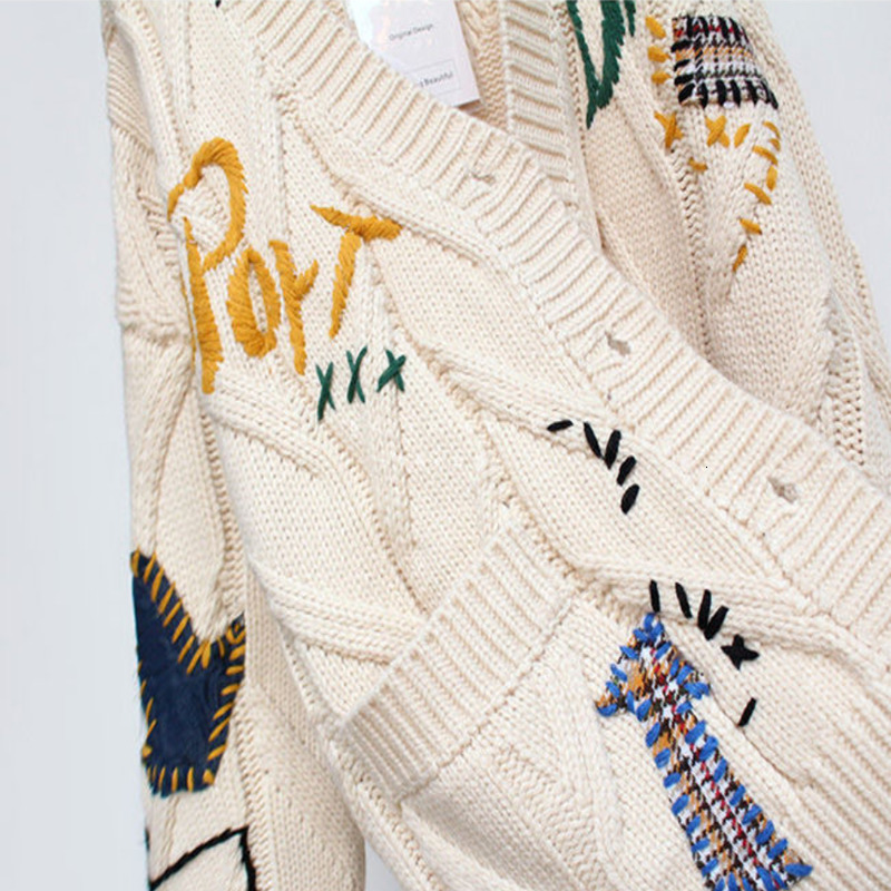 Women's Knits Tees Spring Women's Sweater Warm Knitted Sweater Jacket Loose Pocket Embroidery Fashion Knit Cardigan Jacket Ladies Jacket 230