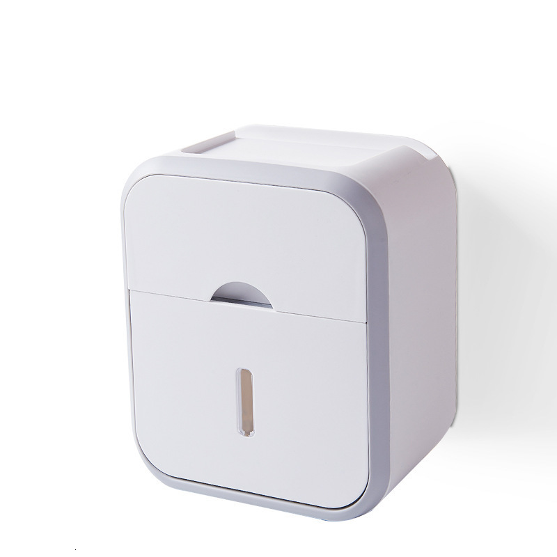 Toilet Paper Holders Punch-free Toilet Paper Holder Box Waterproof Tissue Storage Box Bathroom Rack Wall Mounted Kitchen Bathroom Storage Holder 23082
