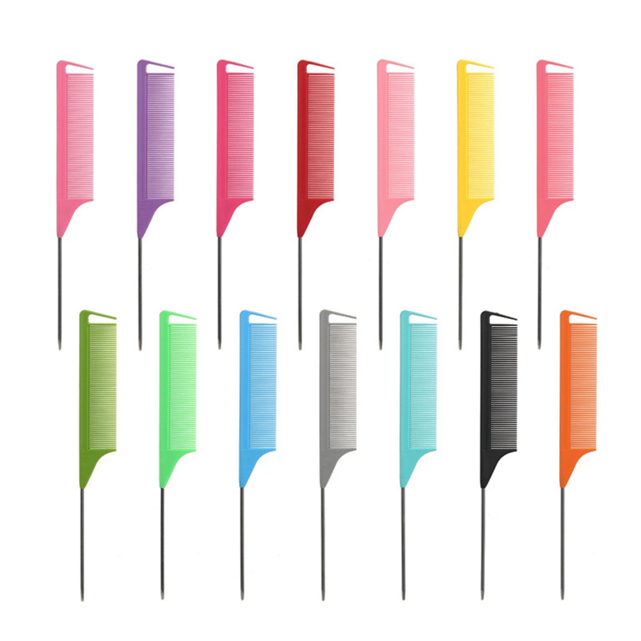 Professional Pointed Tail Hair Comb Anti-static Hair Dye Brush Barber Steel Needle Comb Salon Hairdresser Barber Accessories 2453