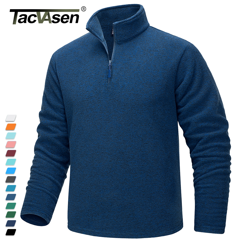 Men's Hoodies Sweatshirts TACVASEN 1/4 Zipper Collar Spring Fleece Sweaters Mens Warm Sweatshirts Breathable Casual Sports Hiking Turtleneck Pull