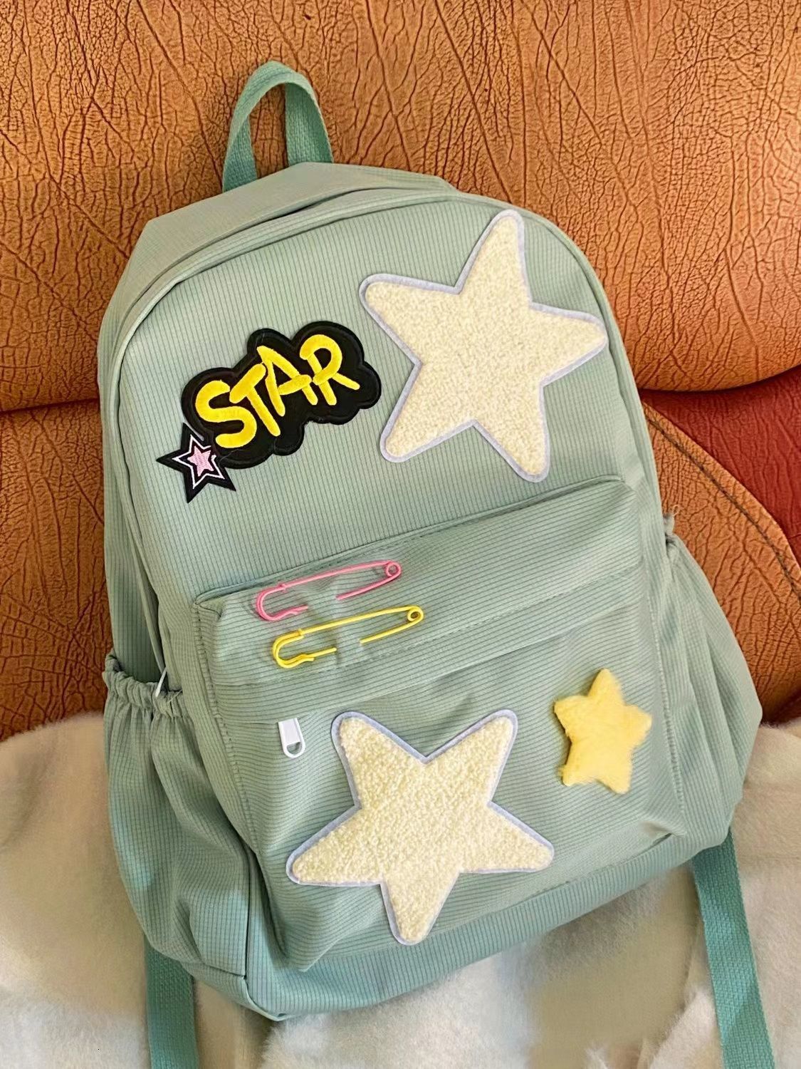 School Bags LEFTSIDE Women s Casual Backpack Cute Five Pointed Stars Book for Teenagers Girls Students Korean Style Back Pack 230821