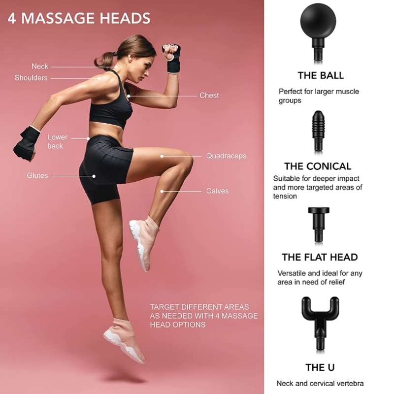 Full Body Massager Mini LCD Massage Gun 32 Speed Touch Screen Deep Tissue Percussion Smart Hit Fascia Gun For Muscle Relaxation Pain Relief Fitness 23