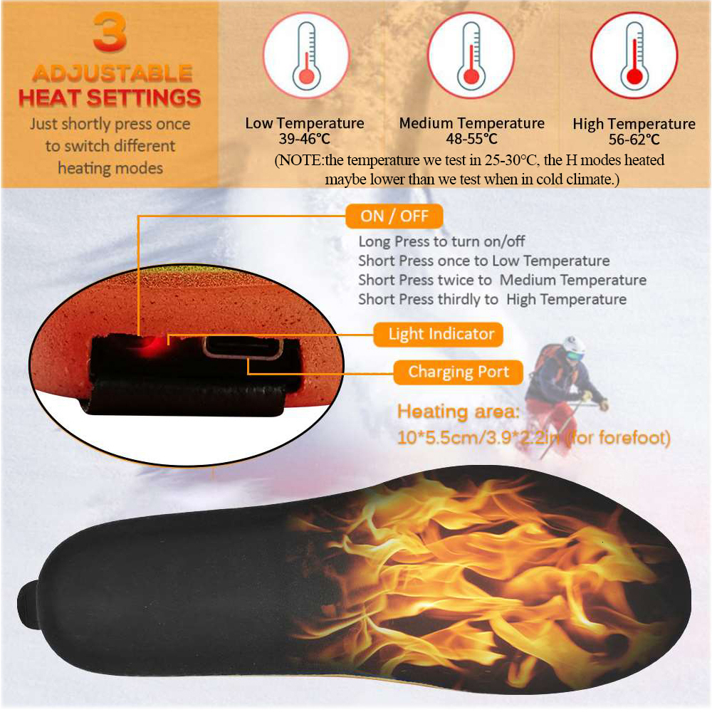 Shoe Parts Accessories 2000mAh Remote Control Heating Insole with Rechargeable Battery Heated Insoles Winter Shoes Pads For Ski Hunting Size EUR35 230
