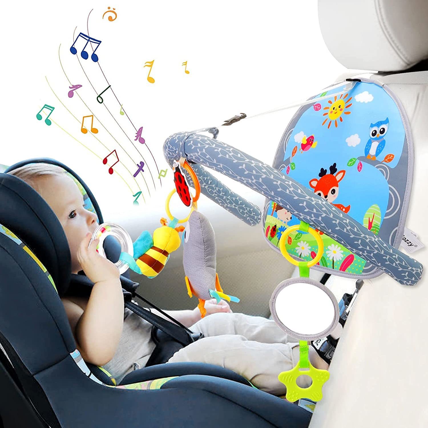 Stroller Parts Accessories Rear Facing Car Seat Toy Baby Kick Play Activity Center Car Seat Activity Arch with Music Mirror Rattle Toys for Children T