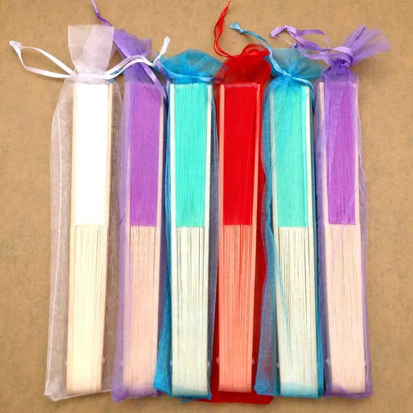 40 pcslot Personalized Print Engrave Wedding Favor Silk Fan Customized Name Cloth Hand Fan GiftZZ