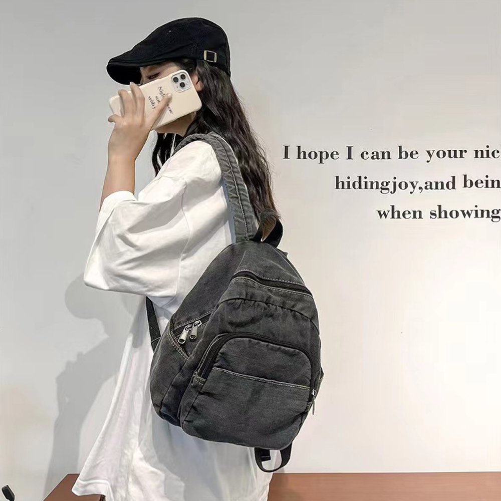 School Bags Plush Backpacks Customized Simple Gradient Denim Backpack Personalized Embroidery Name Canvas Primary Schoolbag Travel Bag 230821