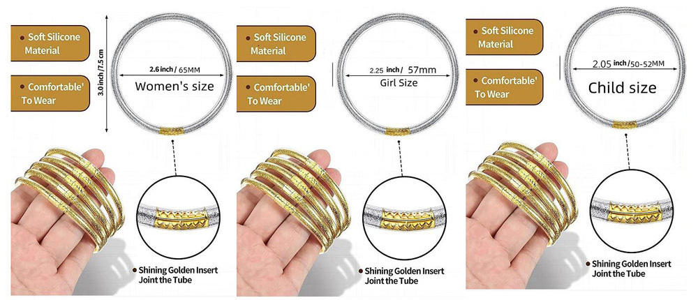 Bangle 9Pcsset jonc bouddhiste femme Bracelet All Weather Buddha Girls Jelly Bracelets Set Soft Glitter for Women 230821