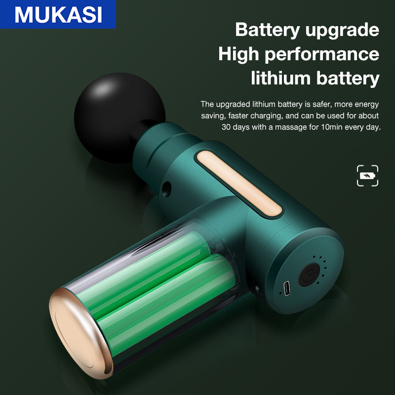 Full Body Massager MUKASI Portable Muscle Massage Gun LCD Display Fitness Massager Vibrator Percussion Pistol for Back and Neck Pain Relief 230821