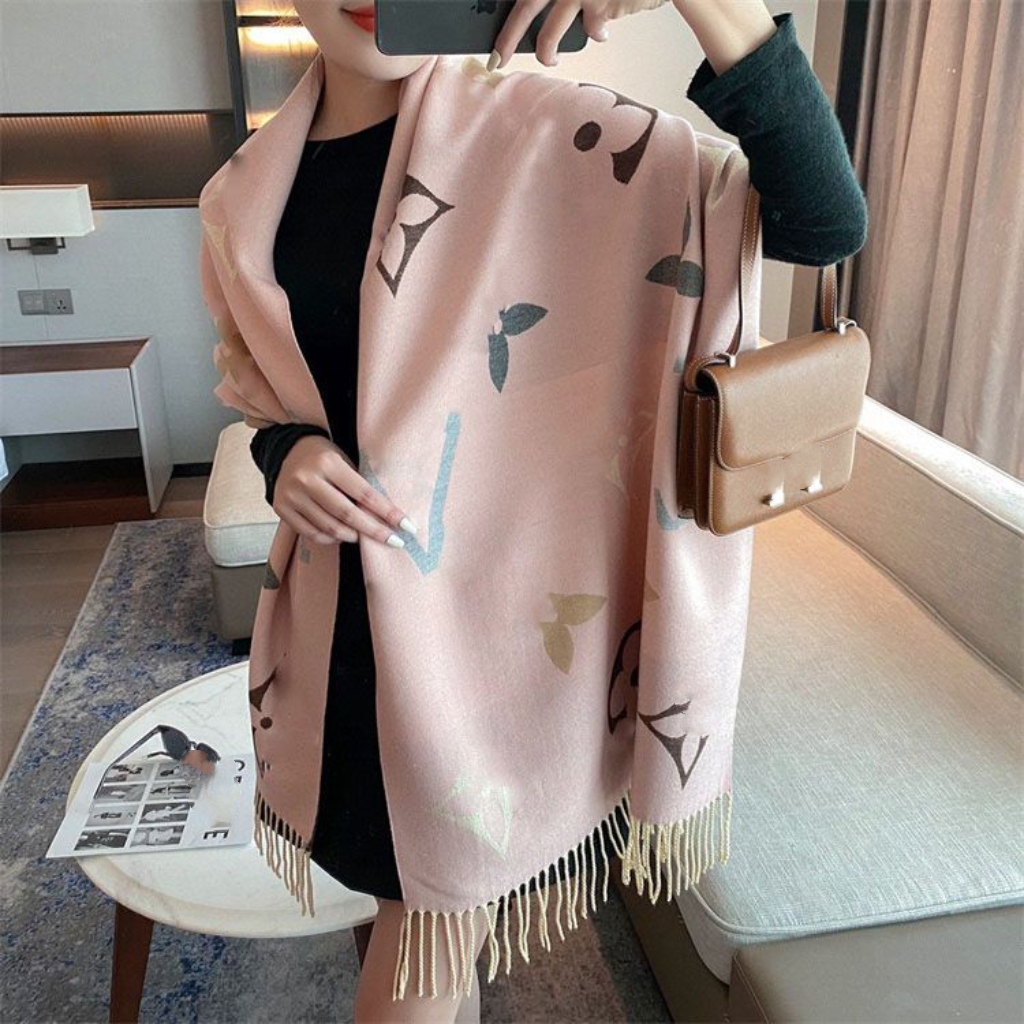 Designer Scarves Brand V Cashmere Thick Shawl Women Winter Wram Pashmina Long Wraps Hijab with Tassel Bufanda Foulard