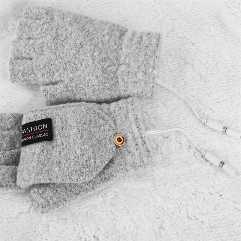 Sports Gloves Winter Half finger Double sided USB Heating Lip Cover Wool Warmth Fingerless Mittens 5V Skiing Fishing Heated Glove 230821