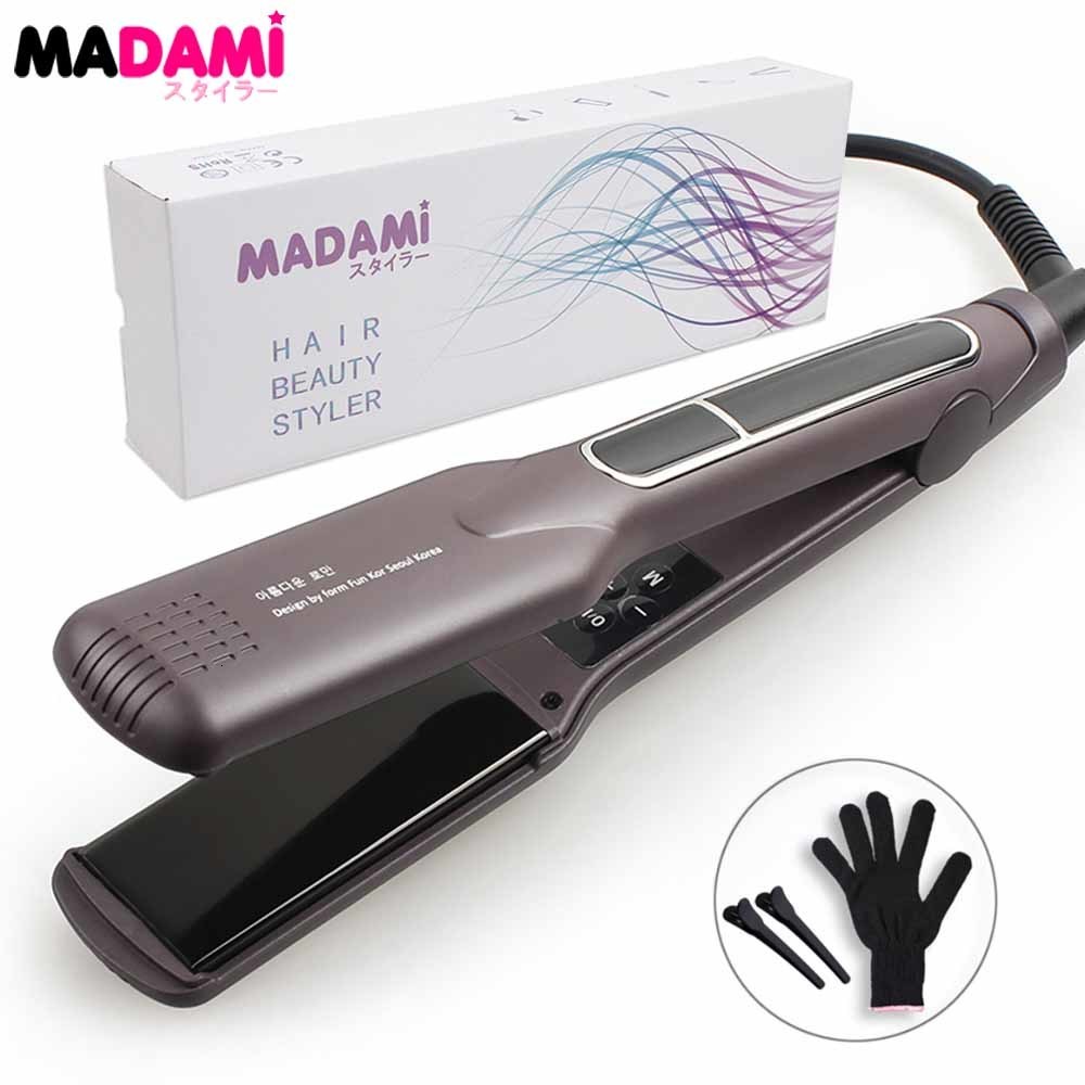 Hair Straighteners Korean Hair Straightener Keratin Treatment Floating Wide Plate Ceramic Flat Iron Dual Voltage Hair Curling Iron Salon Styler 230821
