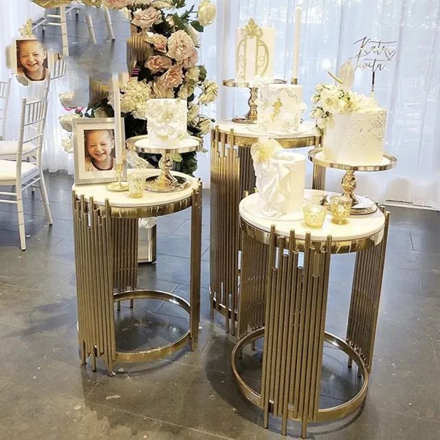 Grand Event Backdrops Dessert Floral Display Wedding Decoration Metal Plinth Table Background Arch For Party Birthday Stage Cake Flowers ZZ