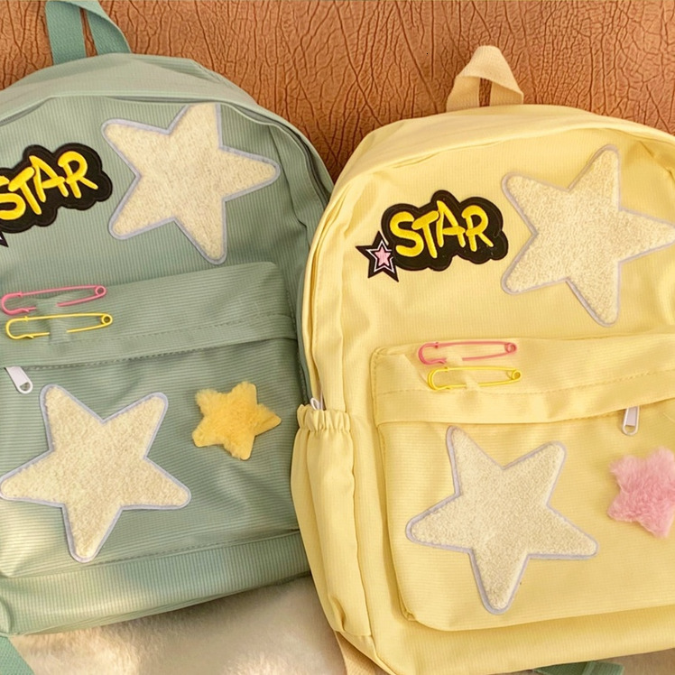 School Bags LEFTSIDE Women s Casual Backpack Cute Five Pointed Stars Book for Teenagers Girls Students Korean Style Back Pack 230821