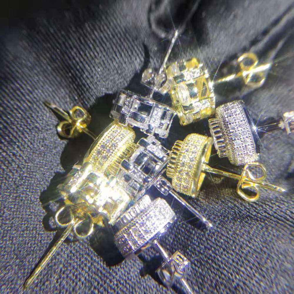 Men's Chilled Moissanite Earrings - Pure Silver Hip Hop Jewelry