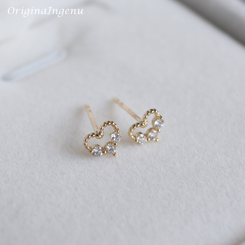 Ear Cuff Solid 9K Gold Dainty Heart Stud Earrings 9k Women Jewelry Minimalist Elegant Wedding Tarnish Resistan Fine 230822
