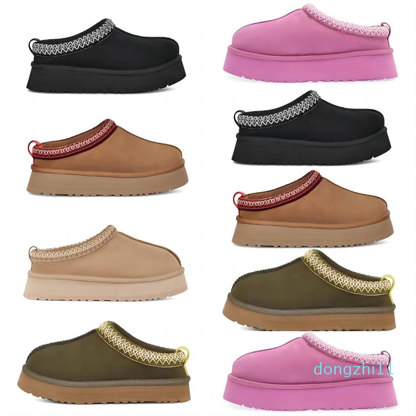 Tasman Slippers Chestnut Fur Slides Sheepskin Shearling Tazz New Mules Women Men Ultra Mini Platform Boot Slip-on Shoes Suede Upper Comfort Fall Winter